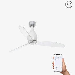 Ανεμιστήρας Οροφής Mini Eterfan 32020WP Smart Fan Με Τηλεχειριστήριο D128cm Shiny White-Transparent Faro Barcelona