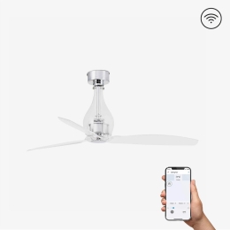 Ανεμιστήρας Οροφής Mini Eterfan 33382WP Smart Fan Με Τηλεχειριστήριο D128cm Shiny Chrome Faro Barcelona