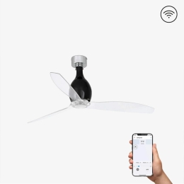 Ανεμιστήρας Οροφής Mini Eterfan 32027WP Smart Fan Με Τηλεχειριστήριο D128cm Matt Black-Transparent Faro Barcelona