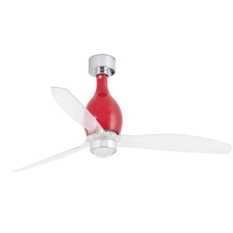 Ανεμιστήρας Οροφής Mini Eterfan 32029-9 Με Φως Led 16W 3000K Και Τηλεχειριστήριο D128cm Shiny Red-Transparent Faro Barcelona