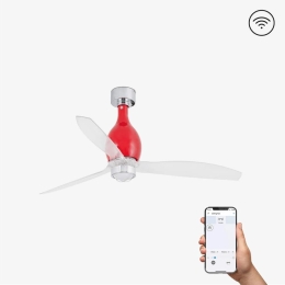 Ανεμιστήρας Οροφής Mini Eterfan 32029WP-9 Smart Fan Με Φως Led 16W 3000K Και Τηλεχειριστήριο D128cm Shiny Red-Transparent Faro Barcelona