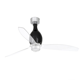 Ανεμιστήρας Οροφής Mini Eterfan 32027-10 Με Φως Led 16W 3000K Και Τηλεχειριστήριο D128cm Matt Black-Transparent Faro Barcelona