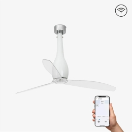 Ανεμιστήρας Οροφής Eterfan 32000WP Smart Fan Με Τηλεχειριστήριο D128cm Shiny White-Transparent Faro Barcelona