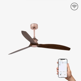 Ανεμιστήρας Οροφής Justfan 33399WP Smart Fan Με Τηλεχειριστήριο D128cm Copper-Walnut Faro Barcelona