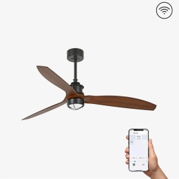 Ανεμιστήρας Οροφής Justfan 33395WP-10 Smart Fan Με Φως Led 16W 3000K Και Τηλεχειριστήριο D128cm Black-Walnut Faro Barcelona