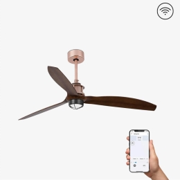 Ανεμιστήρας Οροφής Justfan 33399WP-10 Smart Fan Με Φως Led 16W 3000K Και Τηλεχειριστήριο D128cm Copper-Walnut Faro Barcelona