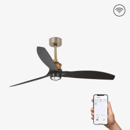 Ανεμιστήρας Οροφής Justfan 33417WP-10 Smart FanΜε Φως Led 16W 3000K Και Τηλεχειριστήριο D128cm Old Gold-Black Faro Barcelona