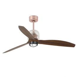 Ανεμιστήρας Οροφής Decofan 33399D-10 Με Φως Led 16W 3000K Και Τηλεχειριστήριο D128cm Old Copper - Walnut Faro Barcelona