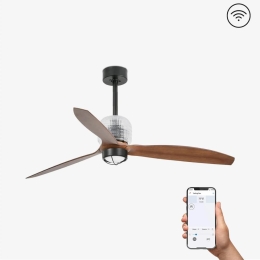 Ανεμιστήρας Οροφής Decofan 33395DWP-10 Smart Fan Με Φως Led 16W 3000K Και Τηλεχειριστήριο D128cm Black - Walnut Faro Barcelona