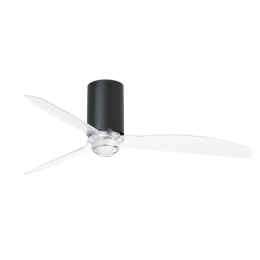 Ανεμιστήρας Οροφής Mini Tube 32041-10 Με Φως Led 16W 3000K Και Τηλεχειριστήριο D128cm Matt Black - Clear Faro Barcelona