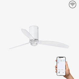 Ανεμιστήρας Οροφής Mini Tube 32038WP-9 Smart Fan Με Φως Led 16W 3000K Και Τηλεχειριστήριο D128cm Shiny White Faro Barcelona