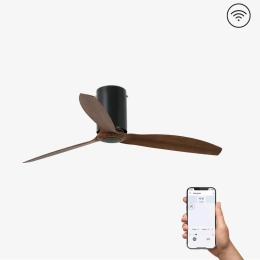 Ανεμιστήρας Οροφής Mini Tube 32042WP Smart Fan Με Τηλεχειριστήριο D128cm Matt Black - Walnut Faro Barcelona