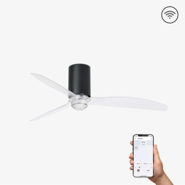 Ανεμιστήρας Οροφής Mini Tube 32041WP-10 Smart Fan Με Φως Led 16W 3000K Και Τηλεχειριστήριο D128cm Matt Black - Clear Faro Barcelona