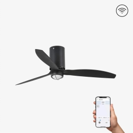 Ανεμιστήρας Οροφής Mini Tube 32043WP-10 Smart Fan Με Φως Led 16W 3000K Και Τηλεχειριστήριο D128cm Matt Black Faro Barcelona