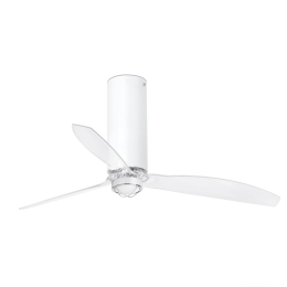 Ανεμιστήρας Οροφής Tube 32033-9 Με Φως Led 16W 3000K Και Τηλεχειριστήριο D128cm Shiny White-Transparent Faro Barcelona
