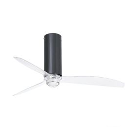 Ανεμιστήρας Οροφής Tube 32035-10 Με Φως Led 16W 3000K Και Τηλεχειριστήριο D128cm Shiny Black-Transparent Faro Barcelona