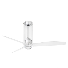 Ανεμιστήρας Οροφής Tube 33374-9 Με Φως Led 16W 3000K Και Τηλεχειριστήριο D128cm Shiny Chrome-Transparent Faro Barcelona
