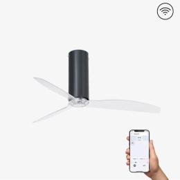 Ανεμιστήρας Οροφής Tube 32035WP Smart Fan Με Τηλεχειριστήριο D128cm Shiny Black-Transparent Faro Barcelona
