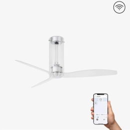 Ανεμιστήρας Οροφής Tube 33374WP Smart Fan Με Τηλεχειριστήριο D128cm Shiny Chrome-Transparent Faro Barcelona