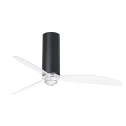 Ανεμιστήρας Οροφής Tube 32036-10 Με Φως Led 16W 3000K Και Τηλεχειριστήριο D128cm Matt Black-Transparent Faro Barcelona