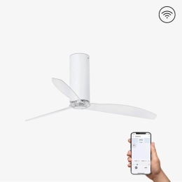 Ανεμιστήρας Οροφής Tube 32034WP Smart Fan Με Τηλεχειριστήριο D128cm Matt White-Transparent Faro Barcelona