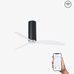Ανεμιστήρας Οροφής Tube 32036WP Smart Fan Με Τηλεχειριστήριο D128cm Matt Black-Transparent Faro Barcelona