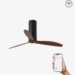 Ανεμιστήρας Οροφής Tube 32037WP Smart Fan Με Τηλεχειριστήριο D128cm Matt Black-Walnut Faro Barcelona