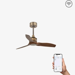 Ανεμιστήρας Οροφής Justfan XS 33428WP Smart Fan Με Τηλεχειριστήριο D81cm Old Gold - Dark Walnut Faro Barcelona