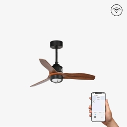 Ανεμιστήρας Οροφής Justfan XS 33425WP-10 Smart Fan Με Φως Led 16W 3000K Και Τηλεχειριστήριο D81cm Black - Walnut Faro Barcelona