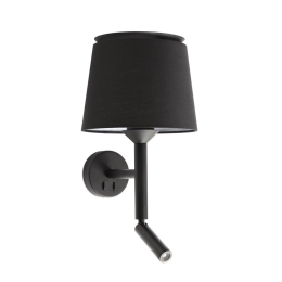 Φωτιστικό Τοίχου - Απλίκα Savoy E27 max 15W Με Reader Led 3000K, 160Lm Black Faro Barcelona