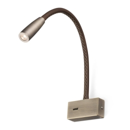 Φωτιστικό Τοίχου - Reader Lead 62704 LED 3W 3000K 180Lm Old Gold - Brown Faro Barcelona