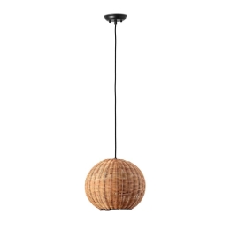 Φωτιστικό Οροφής Κρεμαστό Haka 65134-74 E27 max 15W ø30x23 Black-Rattan Faro Barcelona