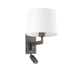 Φωτιστικό Τοίχου - Απλίκα Artis 68492-01 E27 max 15W Με Reader 1W 3000K 140Lm Bronze-White Faro Barcelona