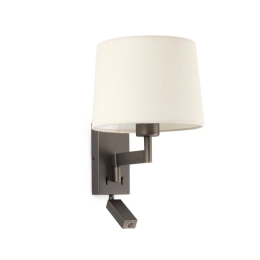 Φωτιστικό Τοίχου - Απλίκα Artis 68492-02 E27 max 15W Με Reader 1W 3000K 140Lm Bronze-Beige Faro Barcelona