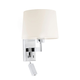 Φωτιστικό Τοίχου - Απλίκα Artis 68493-01 E27 max 15W Με Reader 1W 3000K 140Lm Chrome-White Faro Barcelona