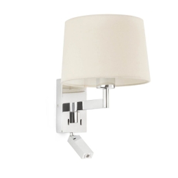 Φωτιστικό Τοίχου - Απλίκα Artis 68493-02 E27 max 15W Με Reader 1W 3000K 140Lm Chrome-Beige Faro Barcelona