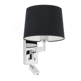 Φωτιστικό Τοίχου - Απλίκα Artis 68493-03 E27 max 15W Με Reader 1W 3000K 140Lm Chrome-Black Faro Barcelona