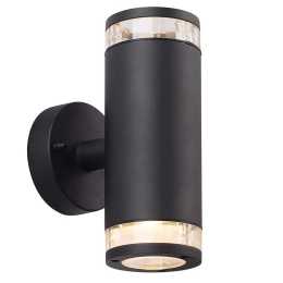 Φωτιστικό Τοίχου Birk Double 45501003 15,5x23,5cm 2xGU10 28W IP44 Black Nordlux Αλουμίνιο, Πλαστικό