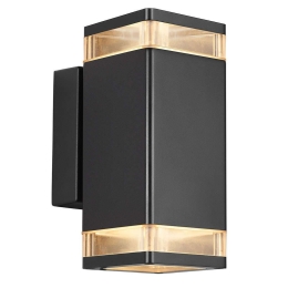 Φωτιστικό Τοίχου Elm Double 45331003 13x18cm 2xGU10 20W IP44 Black Nordlux Αλουμίνιο, Πλαστικό