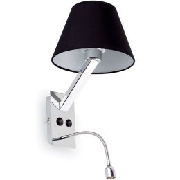 Φωτιστικό Τοίχου-Απλίκα Moma-2 68507 12x26x35cm 1xE27 15W/Led 80lm 1W Chrome-Black Faro Barcelona