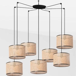 Φωτιστικό Οροφής Mambo 64314-48-7L Φ32x21,3cm 7xE27 15W Black-Natural Faro Barcelona