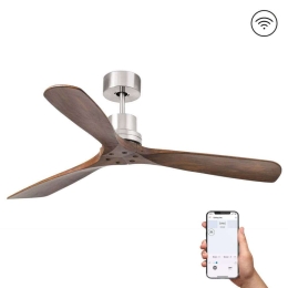 Ανεμιστήρας Οροφής Lantau 33370DCWP Smart Fan Με Τηλεχειριστήριο Φ132cm Nickel-Dark Walnut Faro Barcelona