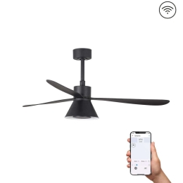 Ανεμιστήρας Οροφής Amelia 33761WP-23 Smart Fan Με Φως Dim Led 20W Και Τηλεχειριστήριο Φ132cm Black Faro Barcelona