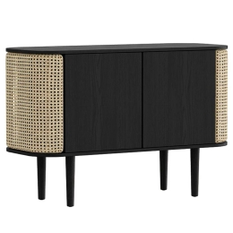 Μπουφές Treasures Venetian Cane 5106C5106-3 109x43x75cm Black Oak-Beige Umage Polyester,Ξύλο,Ατσάλ