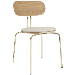 Καρέκλα Τραπεζαρίας Curious Brass 5916-1C719-02 44,5x48x77,5cm Oak-Sand Umage Ατσάλι,Polywood