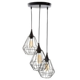 Φωτιστικό οροφής τρίφωτο Flave pakoworld Ε27 μαύρο Φ24,5x80εκ