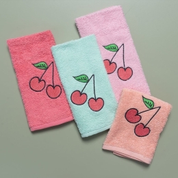 Πετσέτες Παιδικές Cherries (Σετ 4τμχ) Multi Palamaiki Σετ Πετσέτες 40χ60 100% Βαμβάκι