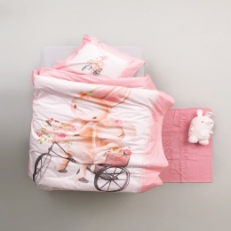 Σεντόνια Βρεφικά HB0596 (Σετ 3τμχ) Pink Palamaiki Κούνιας 100% Βαμβάκι