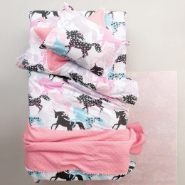 Σεντόνια Παιδικά TC936 Με Λάστιχο (Σετ 3τμχ) Pink-Black Palamaiki Μονό 100% Βαμβάκι
