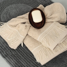 Πετσέτες Harper (Σετ 3τμχ) Cream Palamaiki Σετ Πετσέτες 70x140cm 100% Βαμβάκι
